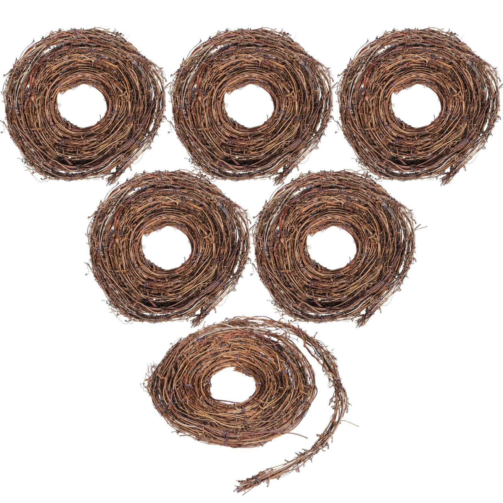 Swewarm Brown 6 Pcs Natural Grapevine Twig Vines, 15 Ft Rustic Garland Rolls For Crafting, Wreaths, Vase And Door Decor