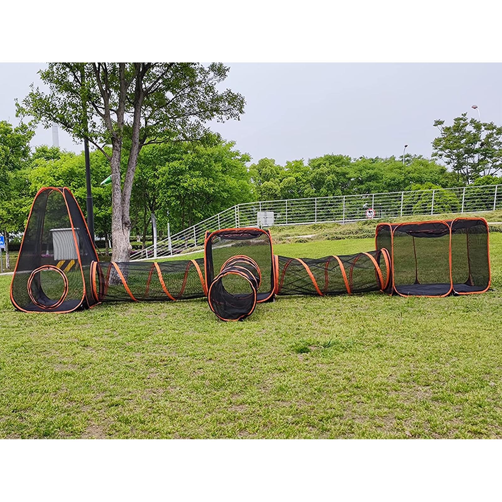 Recinzione per gatti da esterno, tenda portatile 6 in 1 per gatti e box a tunnel per interni ed esterni, ideale per gatti, conigli, furetti e piccoli animali, facile da installare, design espandibile