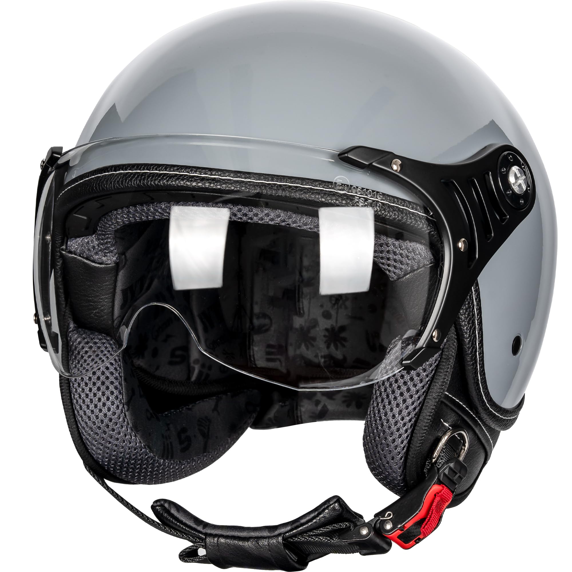 3/4 Motorcycle Helmets Retro Open Face Vespa Scooters Helmet with Clear Visor for Men and Women- DOT Approved