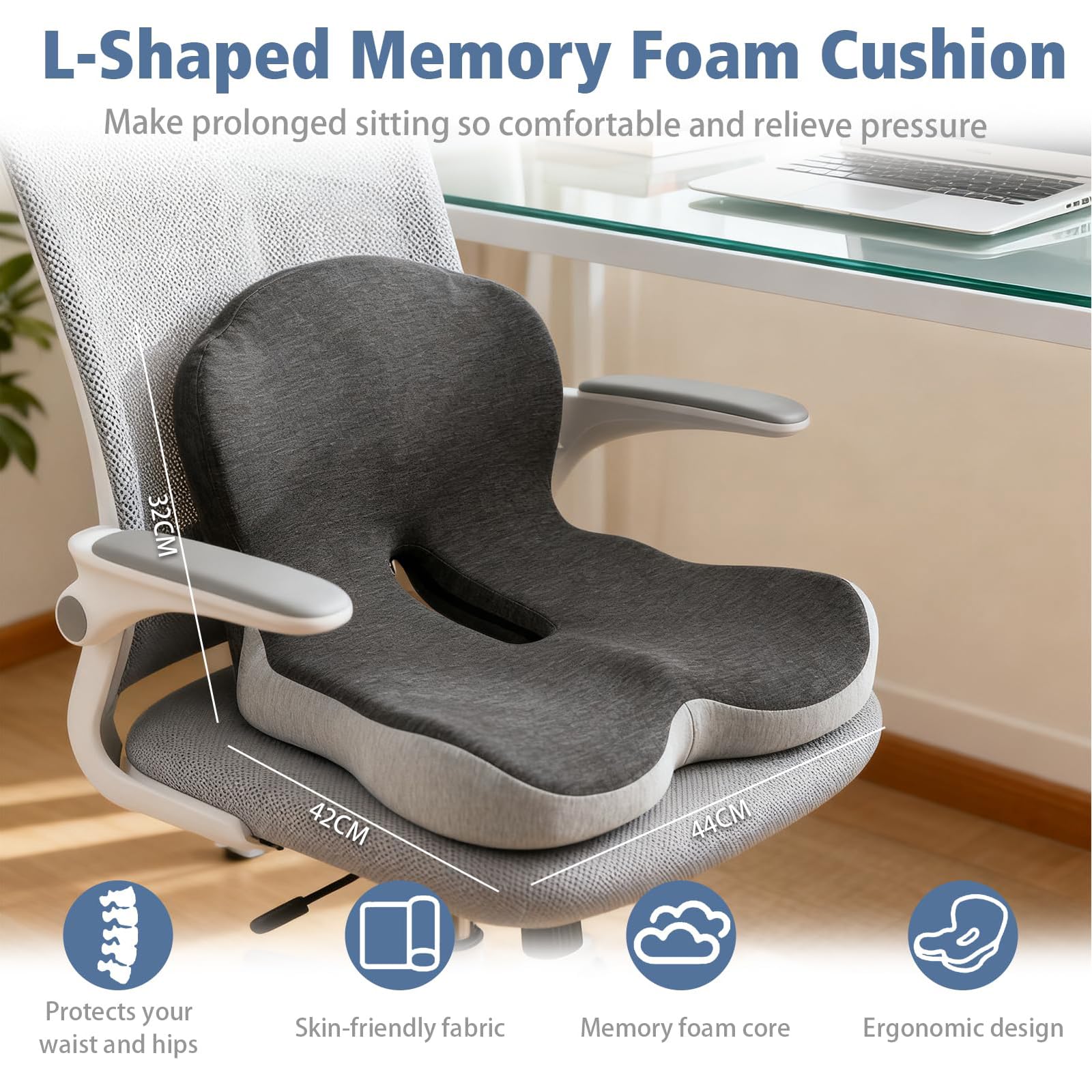 Cojin Antiescaras Cojin Silla Oficina Cojin Lumbar Silla Oficina Cojines Sillas Cocina Cojines Sofa Cojin Ergonomico CojíN OrtopéDico con Respaldo Grey