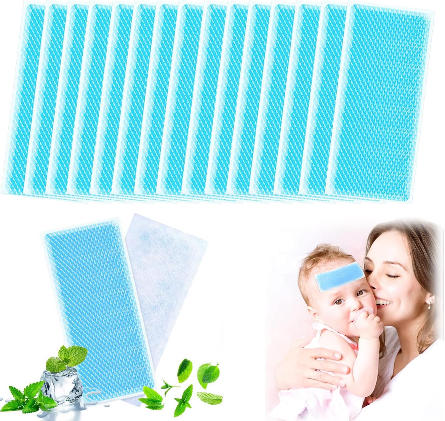 20 Hojas de parches refrescantes para la fiebre para niños, tiras refrescantes para la frente, almohadillas de gel refrescante para niños y adultos, Parches De Gel Enfria, miento alivio de la migraña