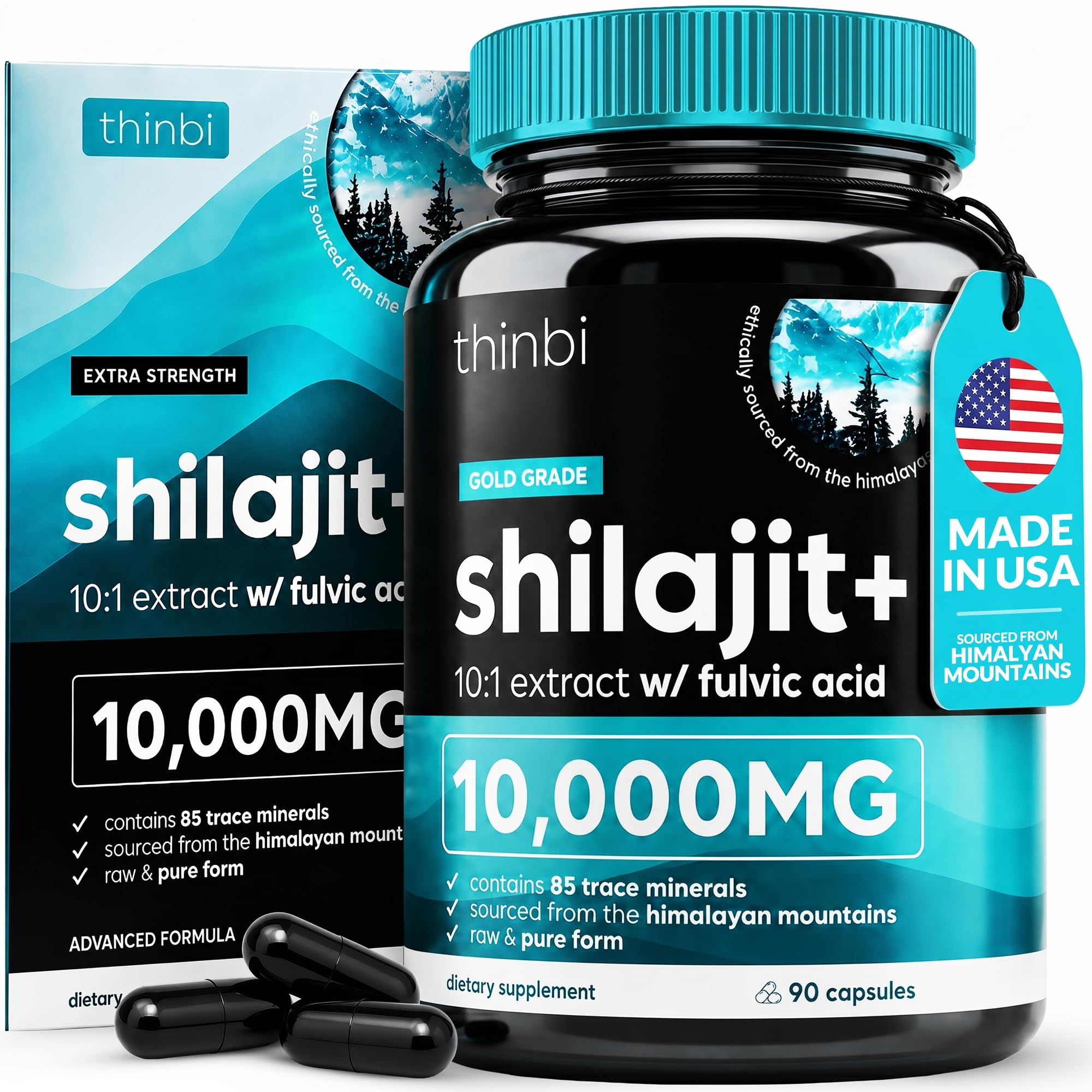 Thinbi Himalayan Shilajit Capsules, 90 Count