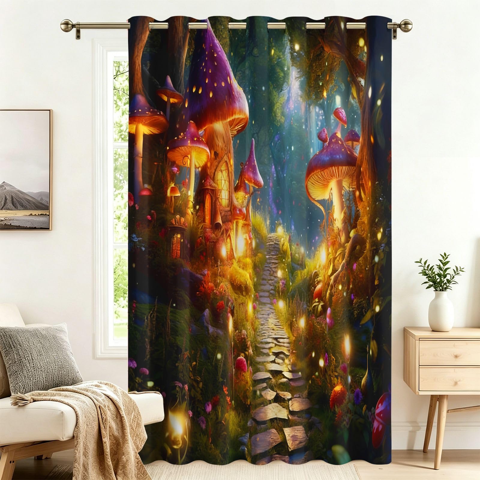 Fadaing Room Divider Curtains, Blackout, Magic Forest Curtains with Eyelets, 1 Piece, 220 x 300 cm, Darkening Thermal Curtains, Heat Insulating, Winter, Summer, Thermal Protection, Indoor Sun