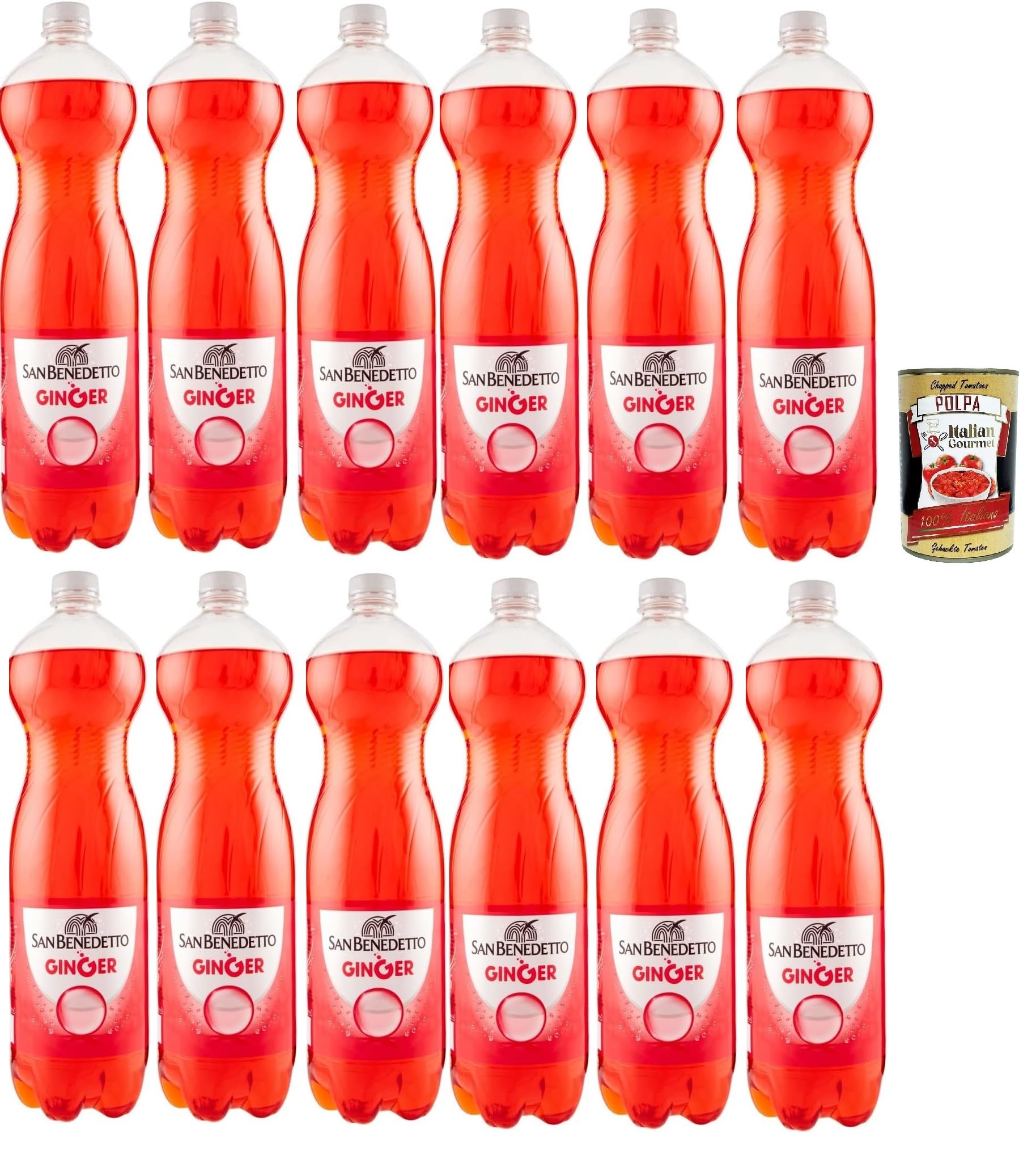 San Benedetto Ginger, Cocktail Ingwer Bitter Aperitivo PET 12x 1,5 l italienisches Softdrink + Italian Gourmet polpa 400g