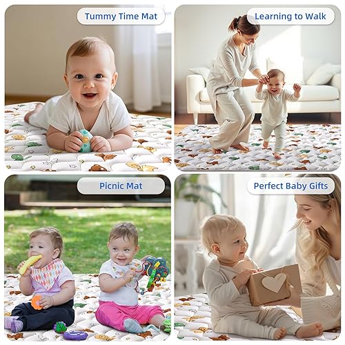 Miniatura 55 de Tapete de juego de espuma prémium para el suelo, tapete de corral de 50 x 50 pulgadas, tapete grueso de una sola pieza, tapete acolchado Azul