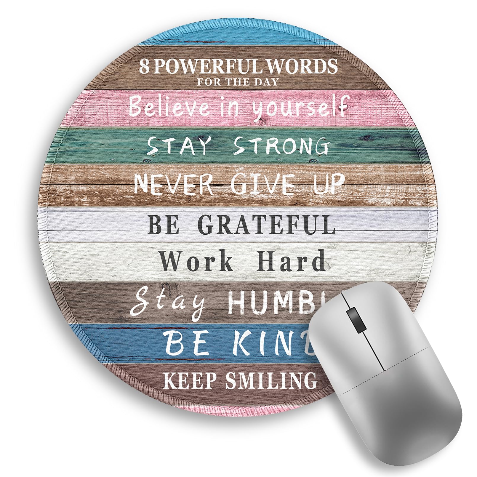 Inspirational Quote Work Mouse Pad, Positive Desk Small Round Mouse Pads, Mini Travel Mousepad for Wireless Computer Laptop, Office Desk Accessories, 8.6 x 8.6 inch
