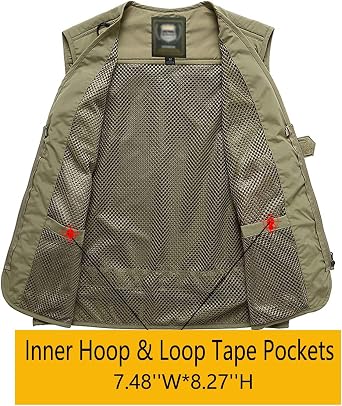Flygo Men's Casual Lightweight Outdoor Fishing Work Safari Travel Photo Cargo Vest Jacket Multi Pockets