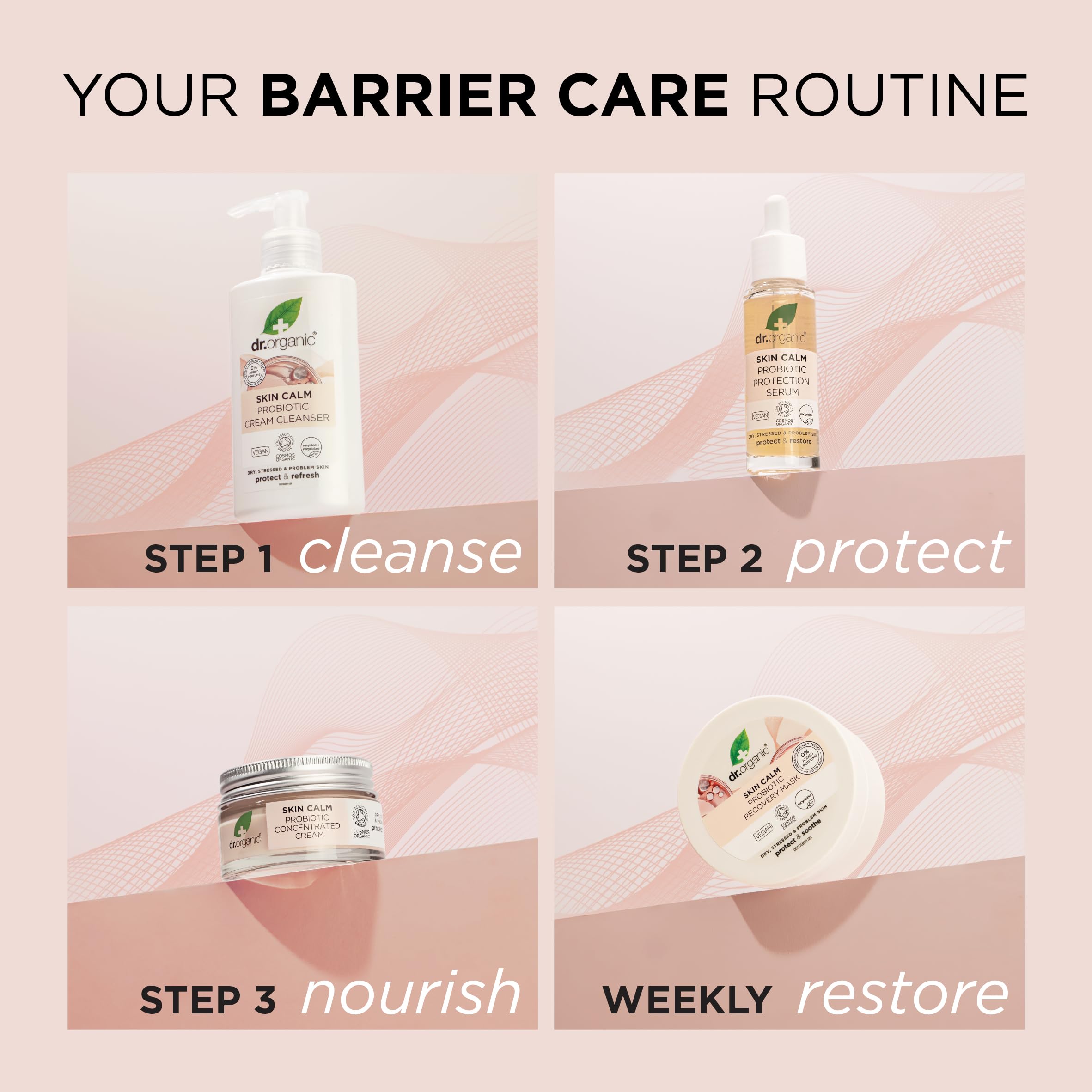 Dr Organic - Skin Calm Edit Bundle - Women's & Men's Skincare - For Dry, Stressed & Problem Skin - Vegan, Cruelty, Paraben & SLS Free - 150ml, 100ml, 30ml & 50ml - Bundle
