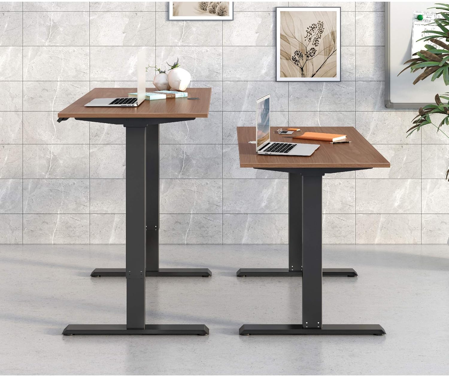 Lorell Height-Adjustable 2-Motor Walnut Desk