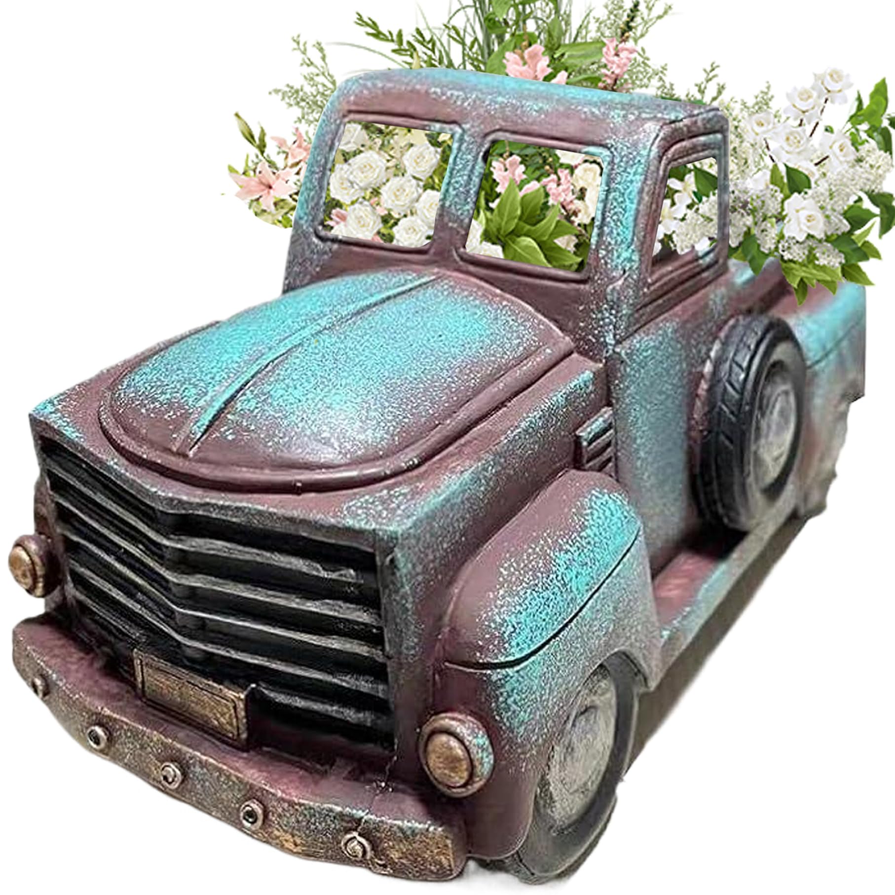 Otbushit Creative Car Garden Pots Flower Pots Vintage Truck Shape Plant Indoor Decorative Resin for Outdoor Garden Flowerpot