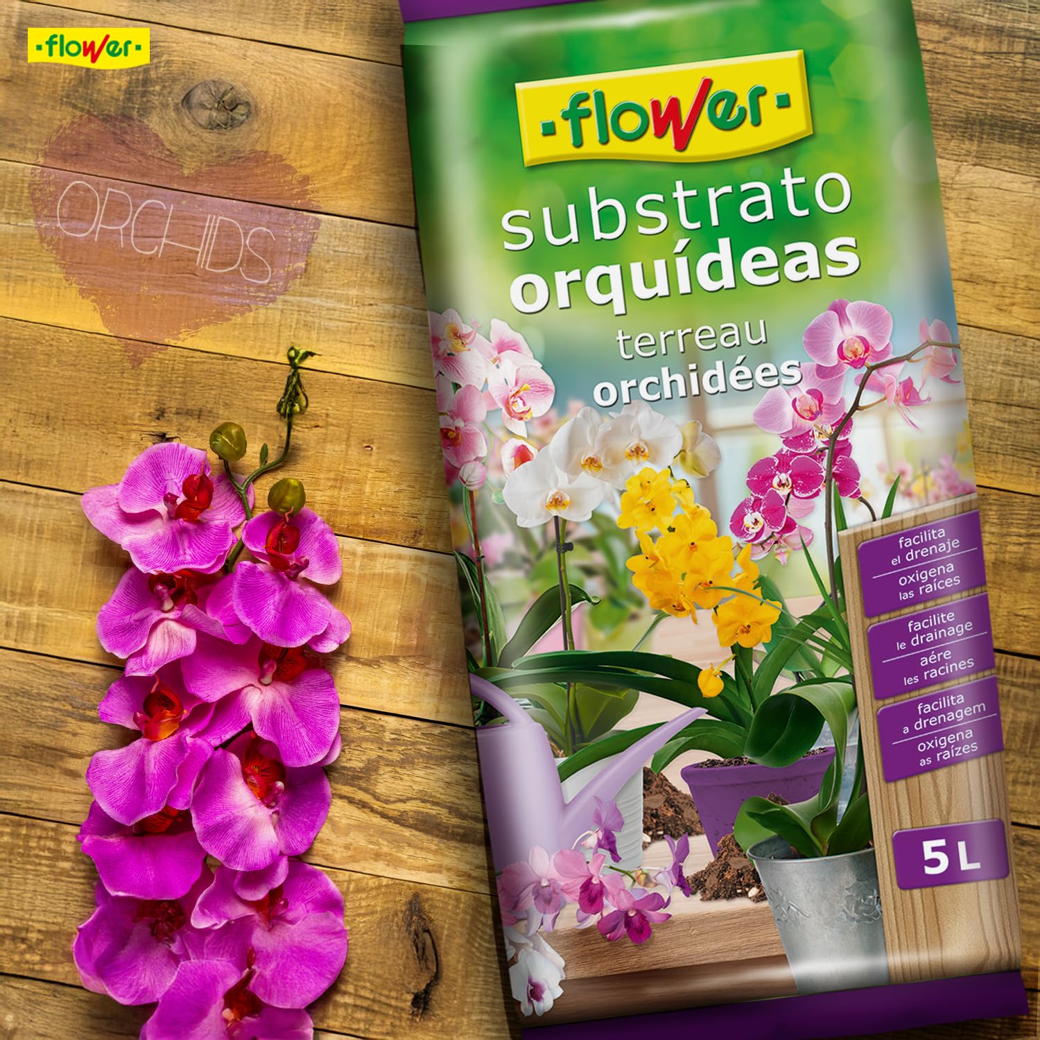 Flower - Sustrato para Orquídeas 5 L | Corteza de Pino para Orquídeas y Plantas Epífitas | Drenaje y Aireación | Retención de Humedad | Desarrollo Radicular — view 5