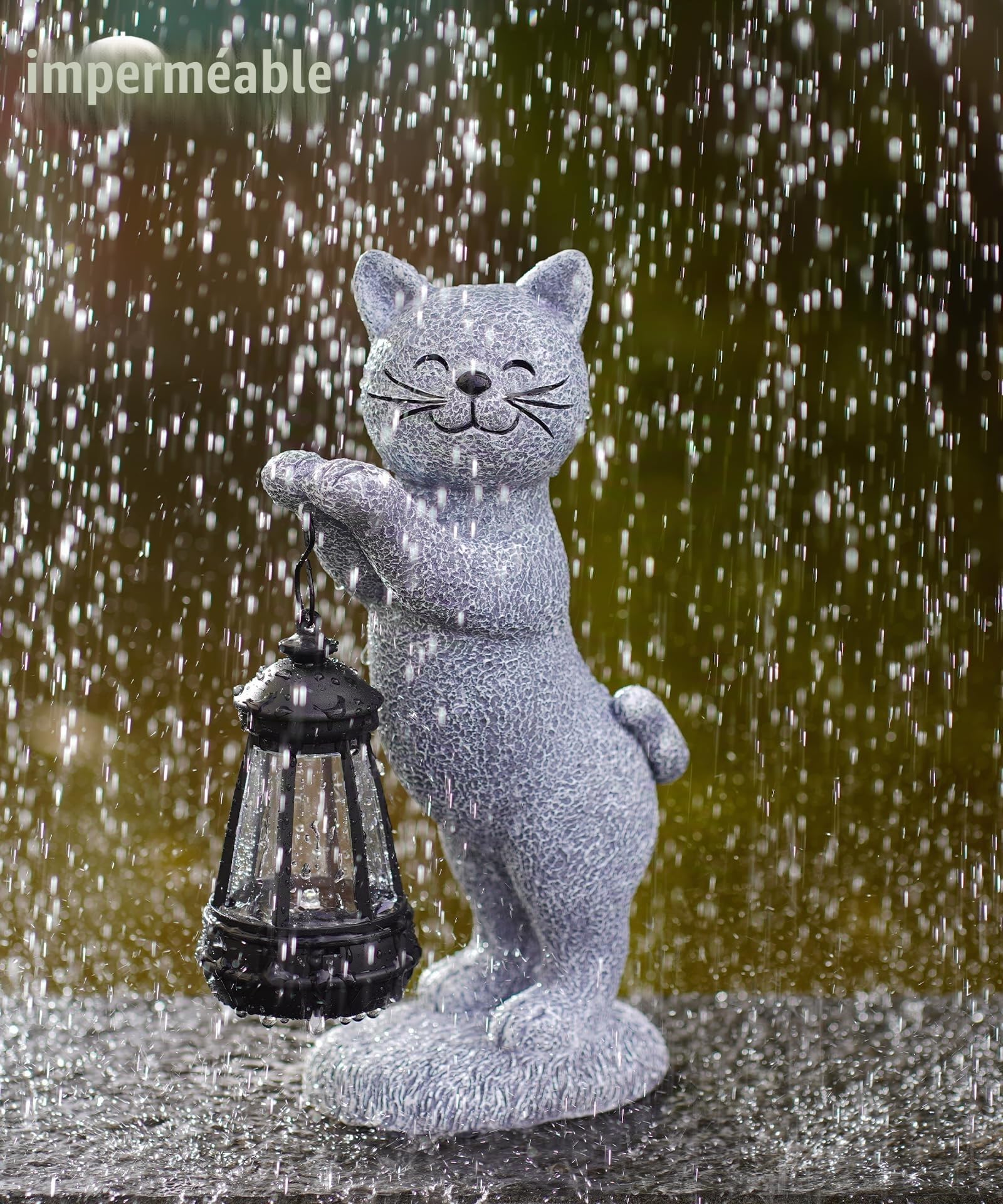 Yeomoo Figurine Chat Solaire Guirlande LED décoration Jardin extérieur