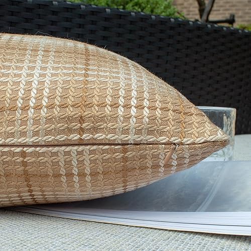 Miniatura 3 de Kevin Textile - Juego de 2 fundas de almohada decorativas para exteriores, impermeables, para jardín, patio, tienda de campaña, sofá, de 12 x 20