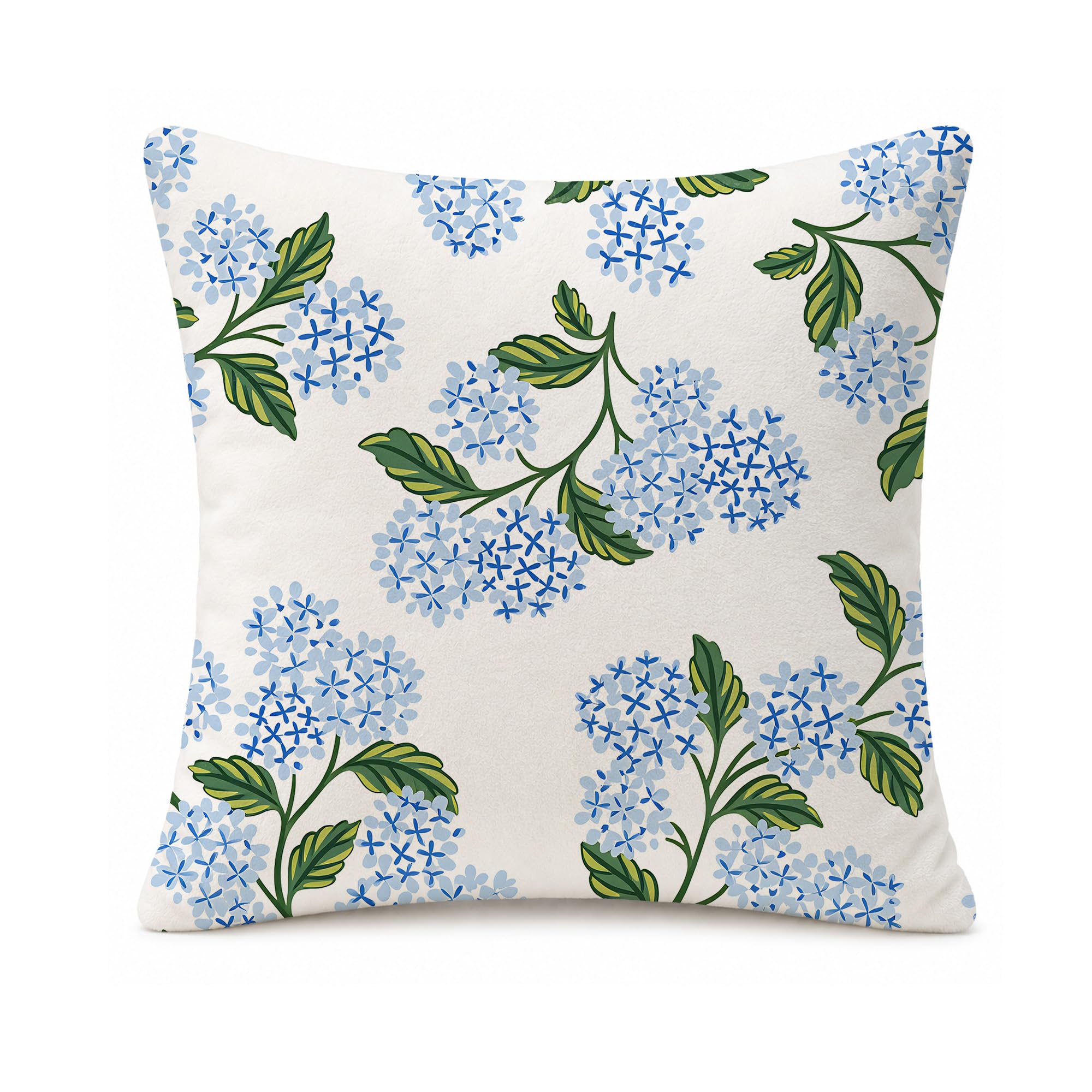 LASLEN Blue Hydrangea Cushion Covers 45 x 45 cm,Decorative Pillowcase with Hidden Zipper,Skin-Friendly Household Bedroom Throw Pillow Covers