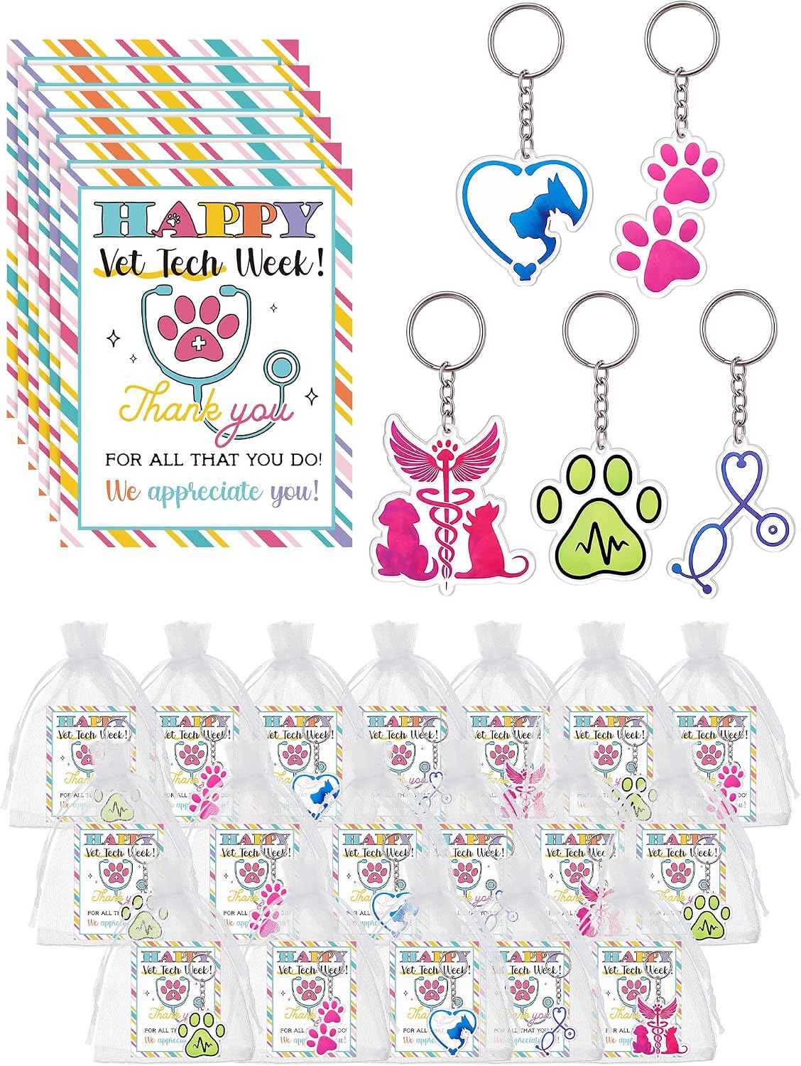 25 Sets Vet Tech Surgical and Vet Tech Party Keychain Accessories Gift