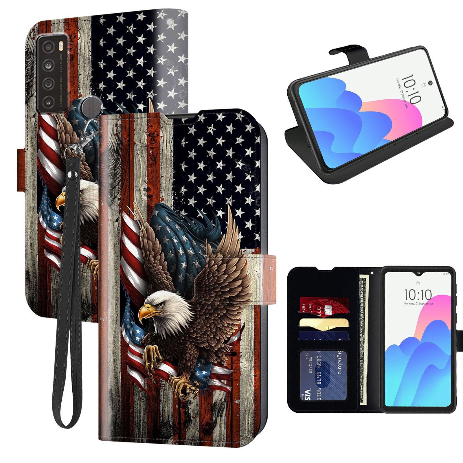 FUYOCWE for TCL 30 XL Phone Case Wallet with Card Holder Slot,PU Leather Kickstand RFID Blocking Magnetic Snap Flip Cover for TCL 30 XL 2022 Model