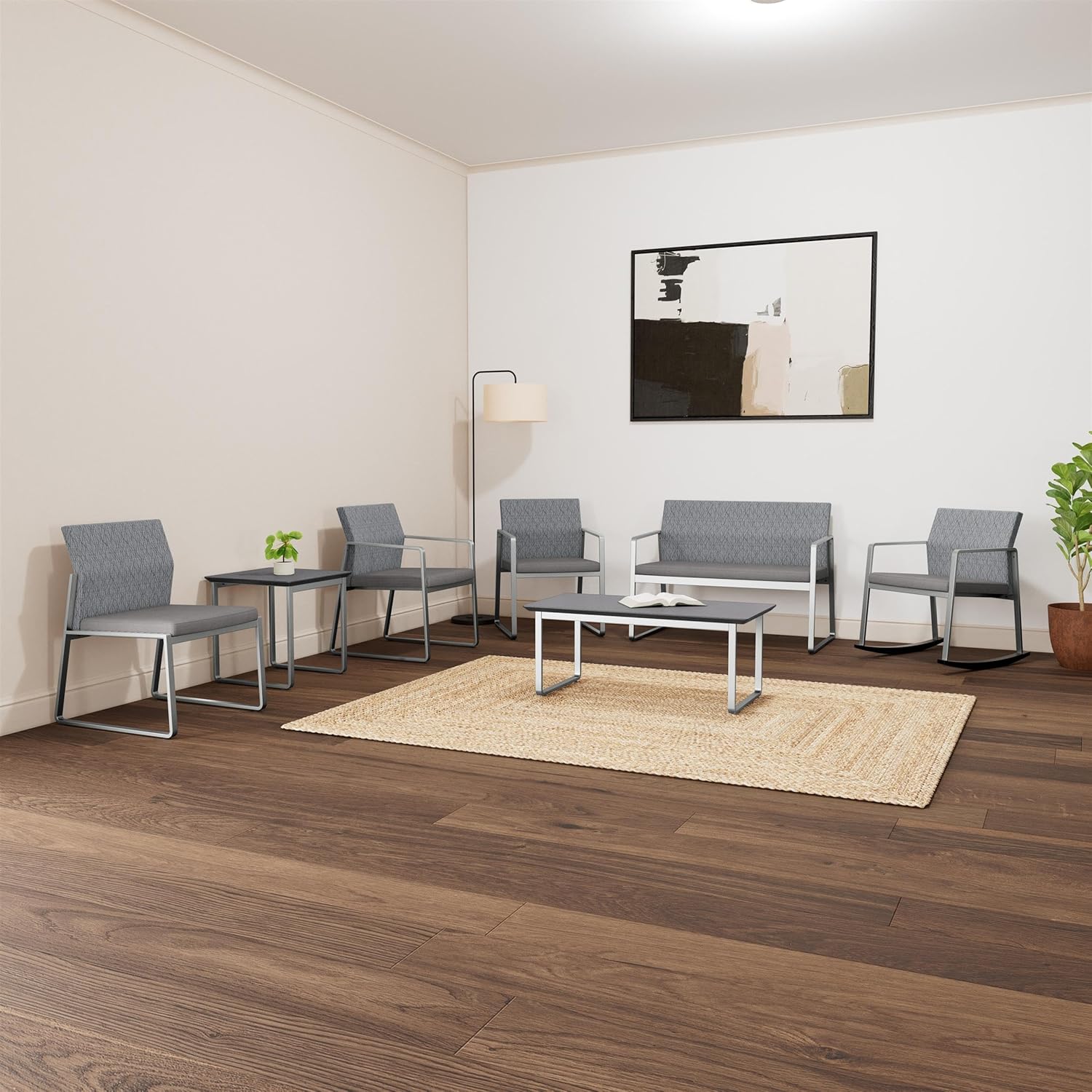 Gansett Reception Waiting Room Healthcare Bariatric Chair/Black Steel/Brown
