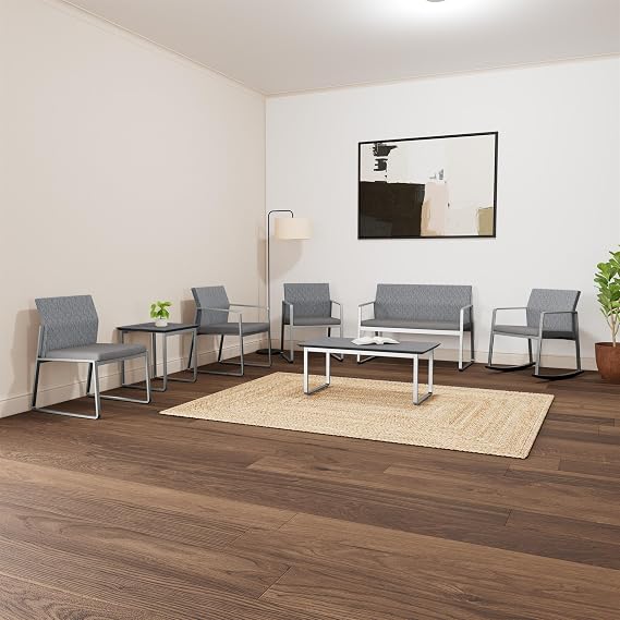 Gansett Reception Waiting Armless Guest Chair / Charcoal Steel / Navy Blue