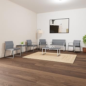 Gansett Reception Waiting Armless Guest Chair / Charcoal Steel / Navy Blue