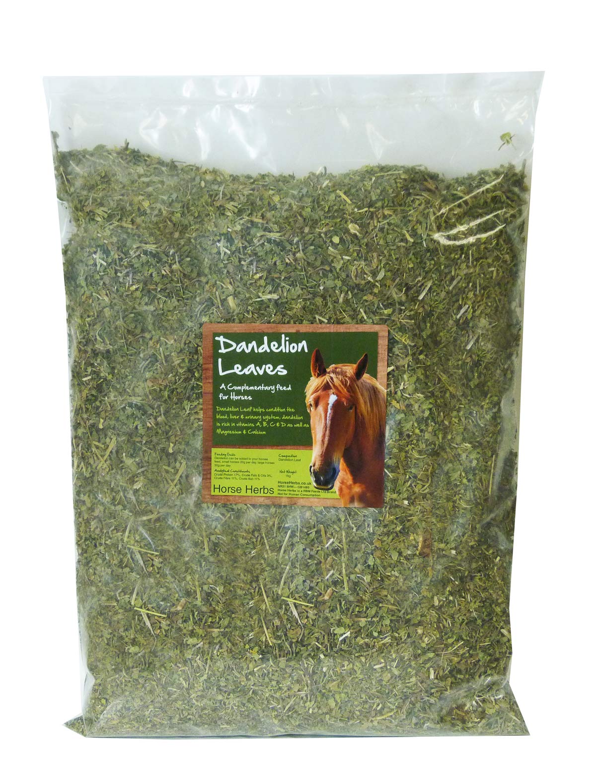 Horse Herbs Dandelion Leaves Cut 1kg Bag | 100% Natural Feed Supplement for Horses & Ponies, Equine Care