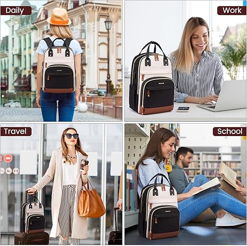Miniatura 6 de LOVEVOOK Mochila para computadora portátil para mujer, mochilas de viaje, bolsa antirrobo, bolsa de mochila, bolsas de computadora con USB,