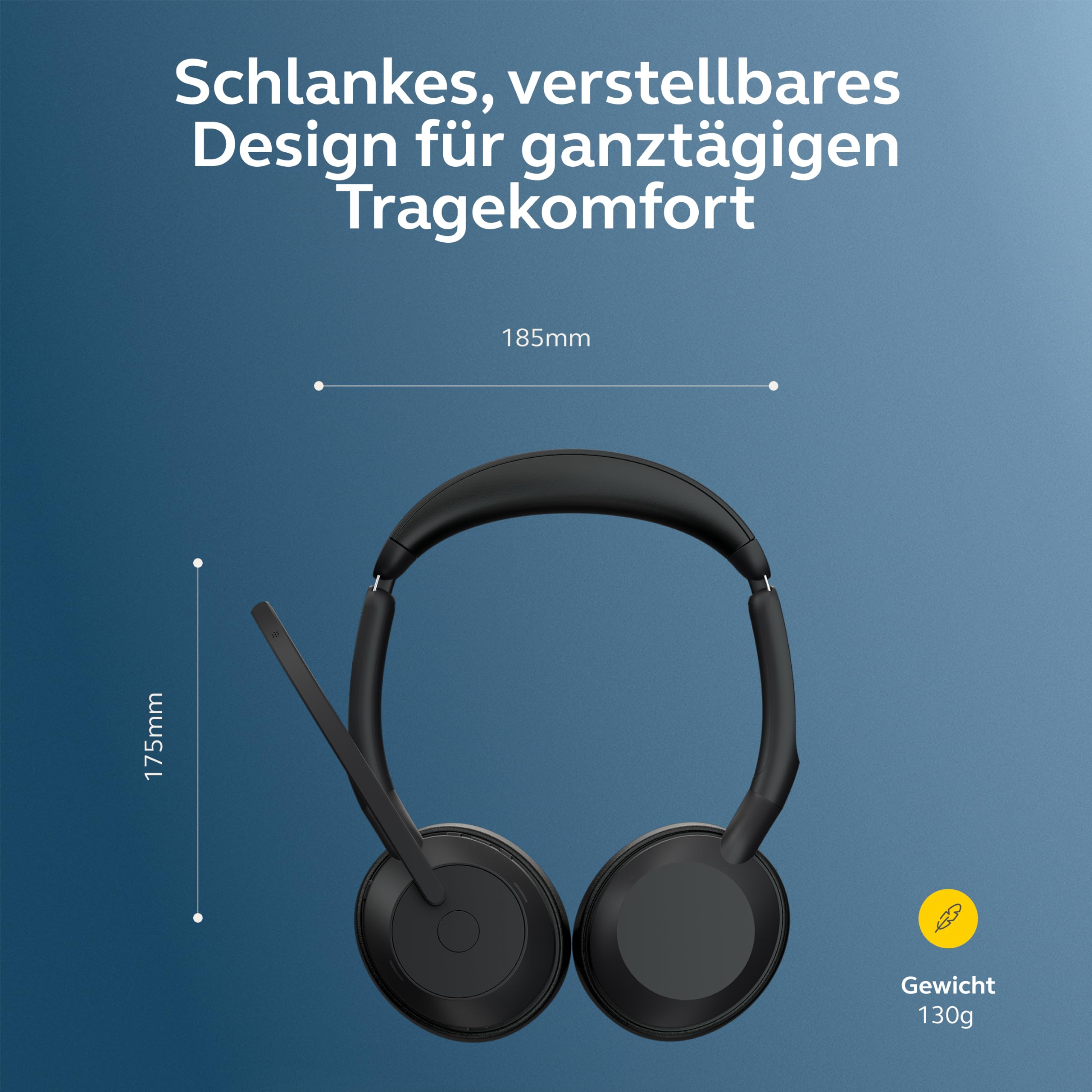 Jabra Evolve2 55 - schnurloses Stereo-Headset Air Comfort - Mikrofone mit Geräuschunterdrückung und ANC - für MS Teams Zertifiziert, mit Anderen Plattformen kompatibel - Schwarz