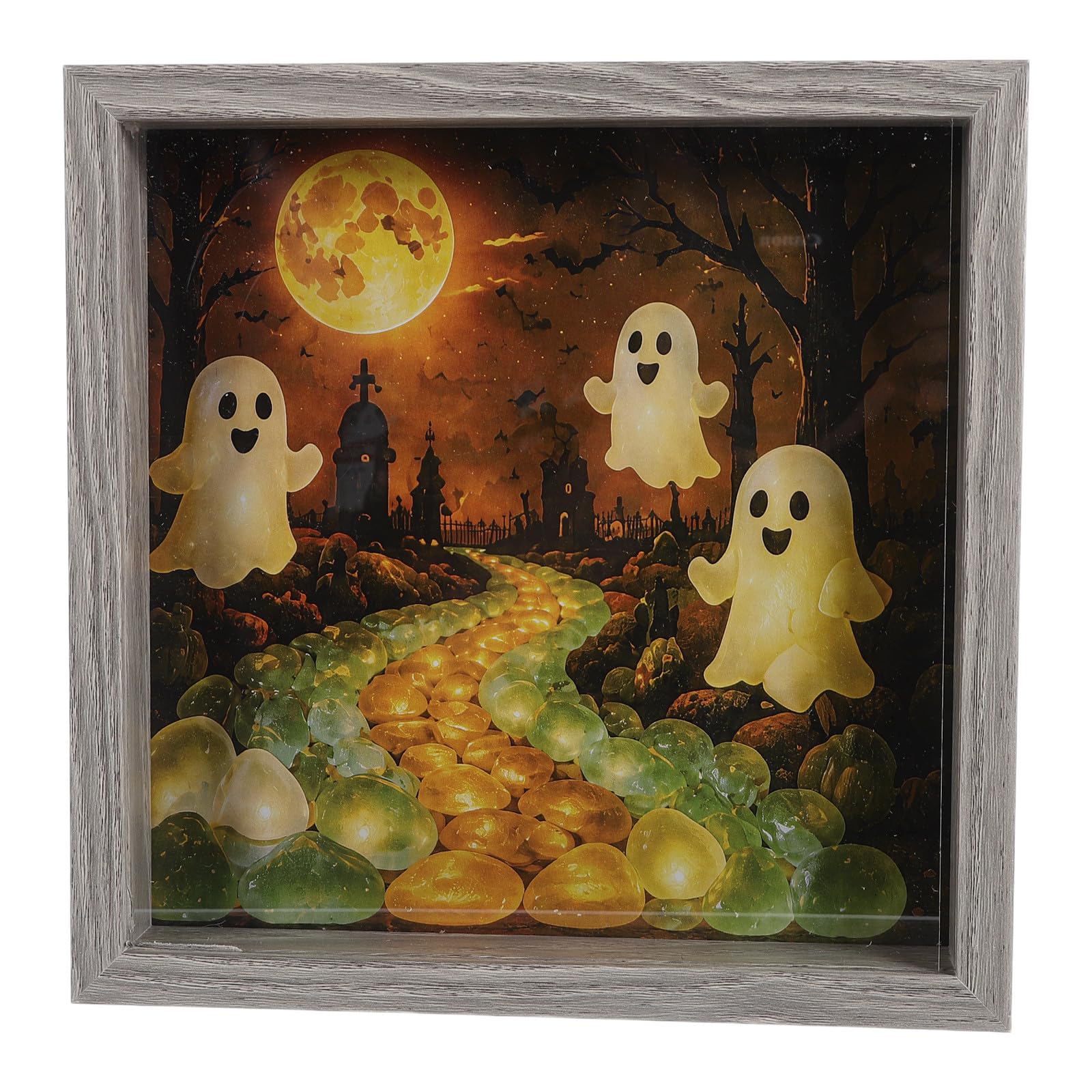 Zerodeko Marco de Fotos con Luz Led - Marco de Fotos de Madera para Halloween - Decoración de Mesa para Regalos de Cumpleaños Y Aniversario para Familiares Y Amigos