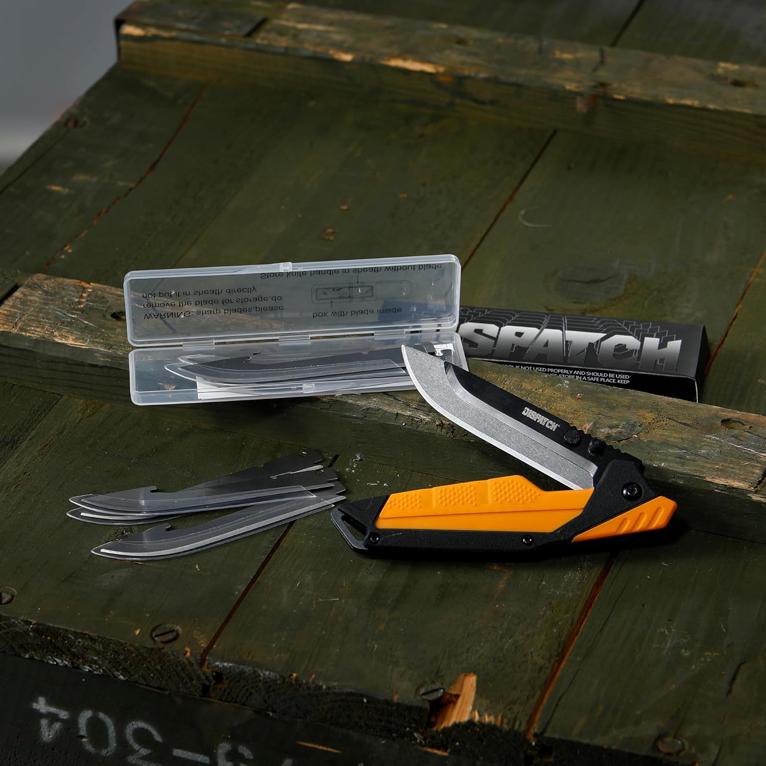 DISPATCH 3.5" RazorSafe Replacement Knife Blades, 7-Pack Utility Knife Blades with Protective Sheath, Packed in Clear Case with Color Box—Compatible Spare Blades for Outdoor, EDC & Repair Use
