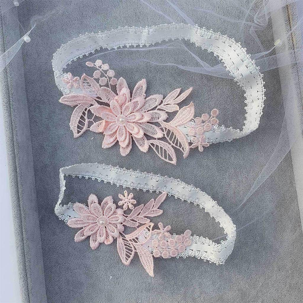 10 set 2 set di giarrettiere da sposa in pizzo giarrettiera per sposa danza set rosa, 40-60 cm