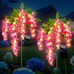 Ninonly Solar Garden lumières à l'extérieur, 2 Lumières de trajectoire solaire, 2 Modes d'éclairage Solar Wisteria Fleurs Lumières Extérieure Imperméable pour Paysage Cour Cour Decor
