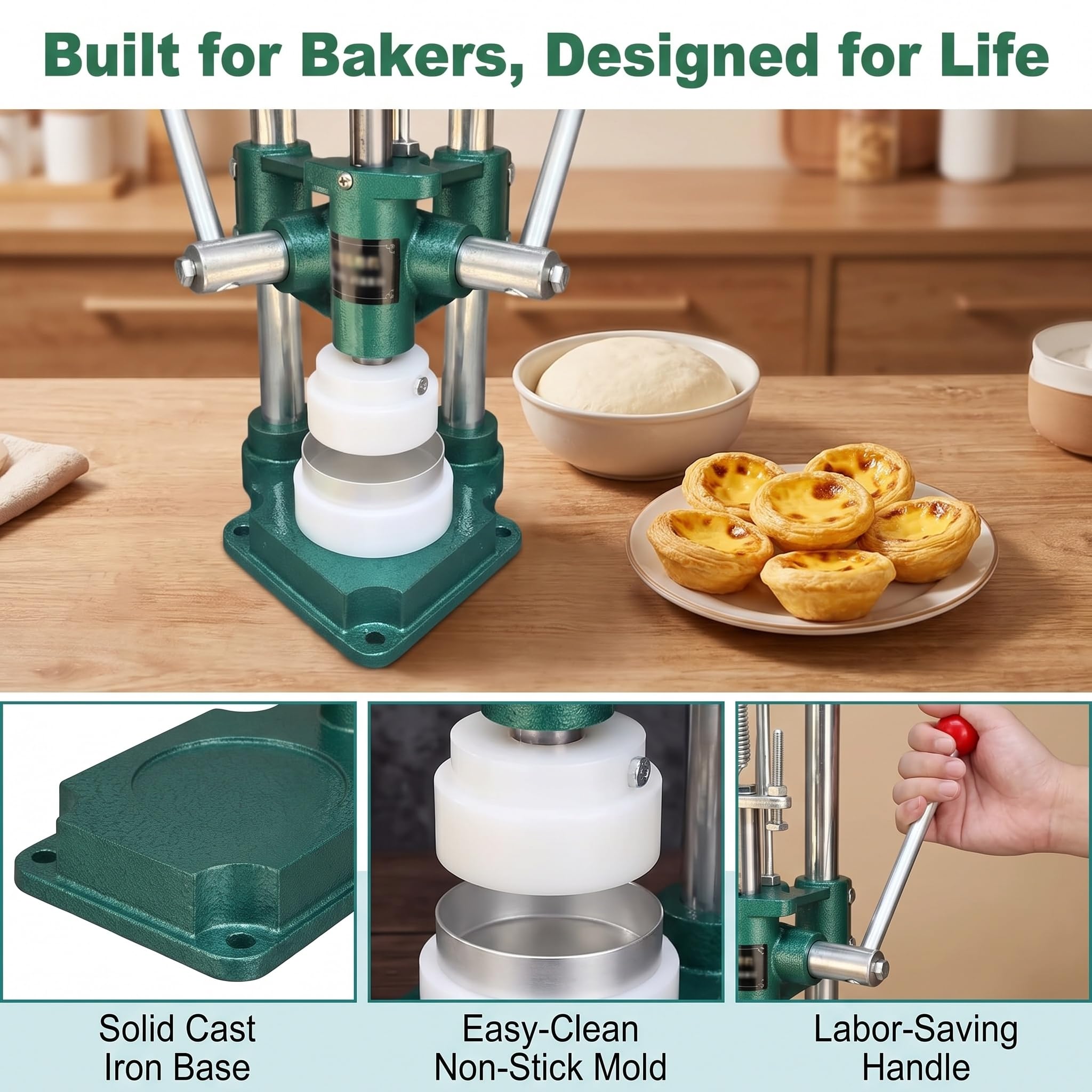 Máquina Manual para Hacer Tartaletas De Huevo, Máquina Manual para Prensar Tartaletas De Huevo, Herramienta para Moldear Tartaletas De Crema Pastelera, Antiadherente, Herramienta Manual para