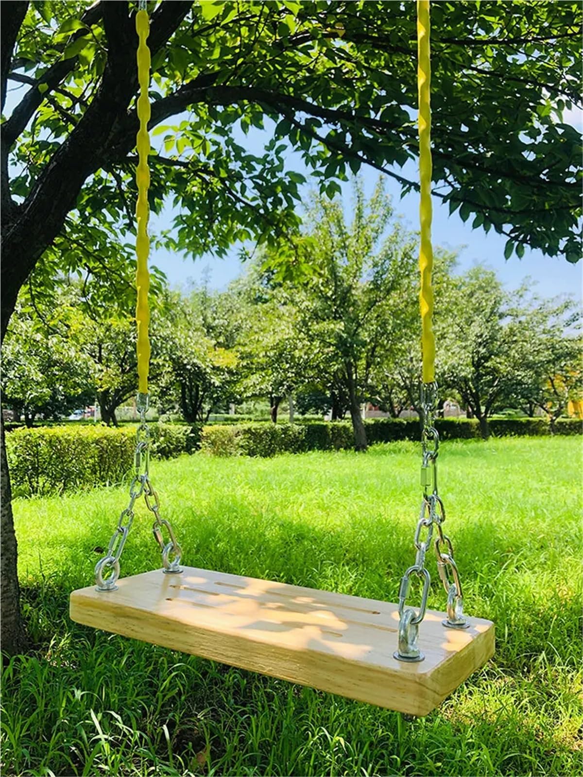 Altalena da giardino per adulti, robusta tavola in legno massiccio e catena in acciaio zincato, ideale per balcone, patio e terrazza (60 x 20 cm) e confortevole