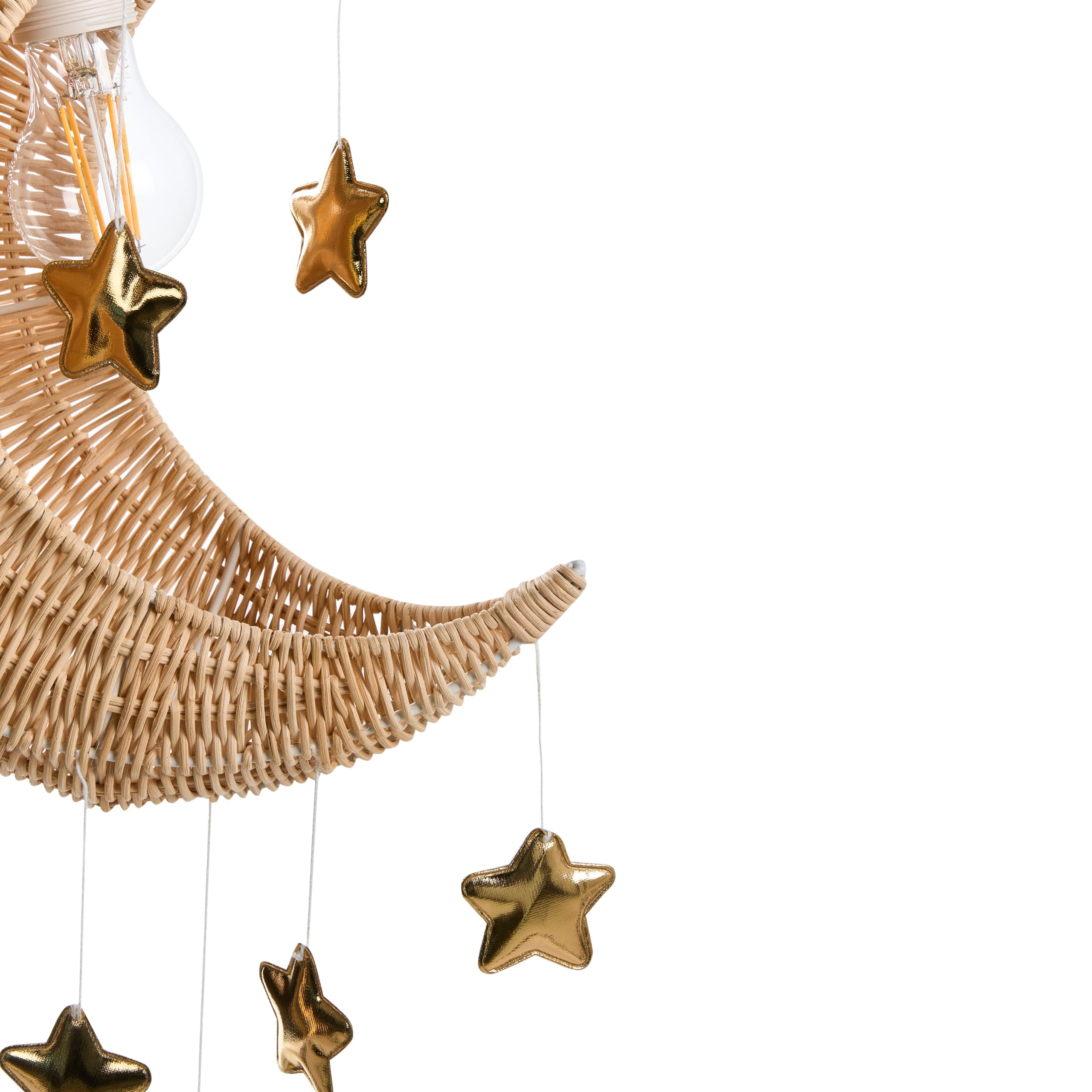 Beliani Lampada a sospensione in vimini di rattan intrecciata a mano a forma di luna Plafoniera naturale