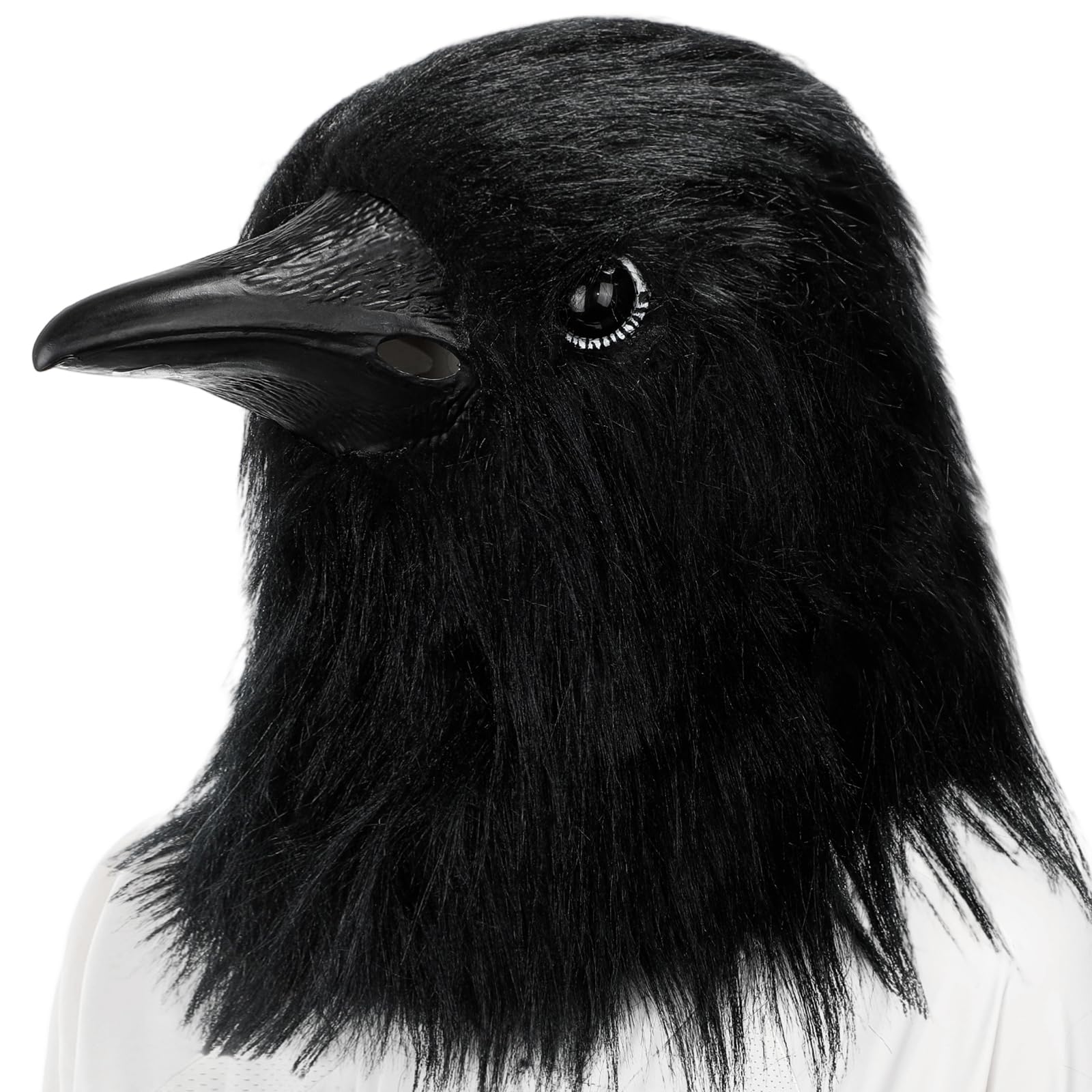 Gemscream Halloween Black Crow Latex Mask Realistic Raven Mask Animal Full Head Bird Costume Adult Raven Reaper Dress Props for Halloween Costume Party Carnival Headwear Cosplay