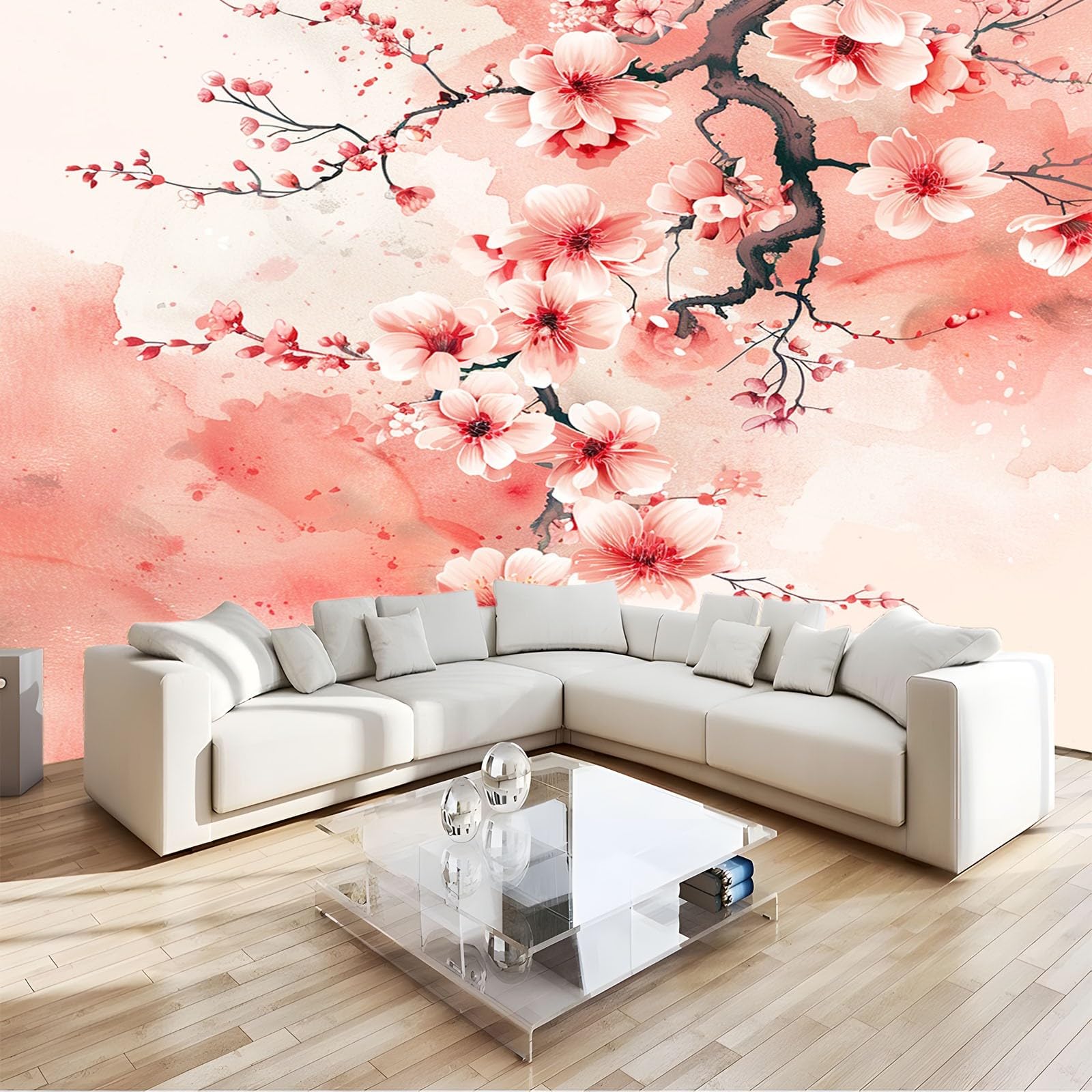 Amazon | 壁飾り壁画 200 x 140 cm 水彩画さくら 壁画の壁紙ウォール