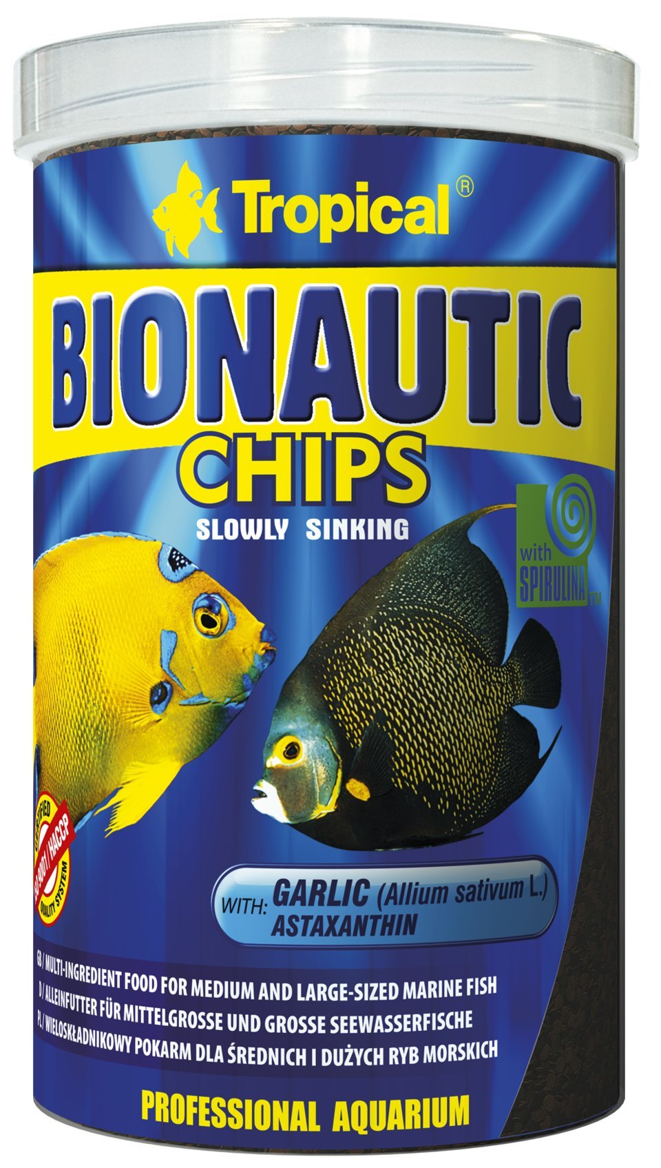 MARINE FISH FOOD - Bionautic Chips 1000ml/520g Slowly Sinking Chips - ORIGINAL TUB ***FREE DELIVERY***