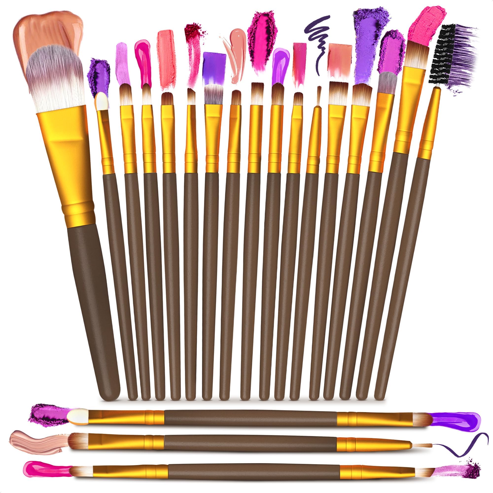 20Pcs Makeup Brush Set Eyeliner Brush Blending Brush Makeup Brushes Set Liquid