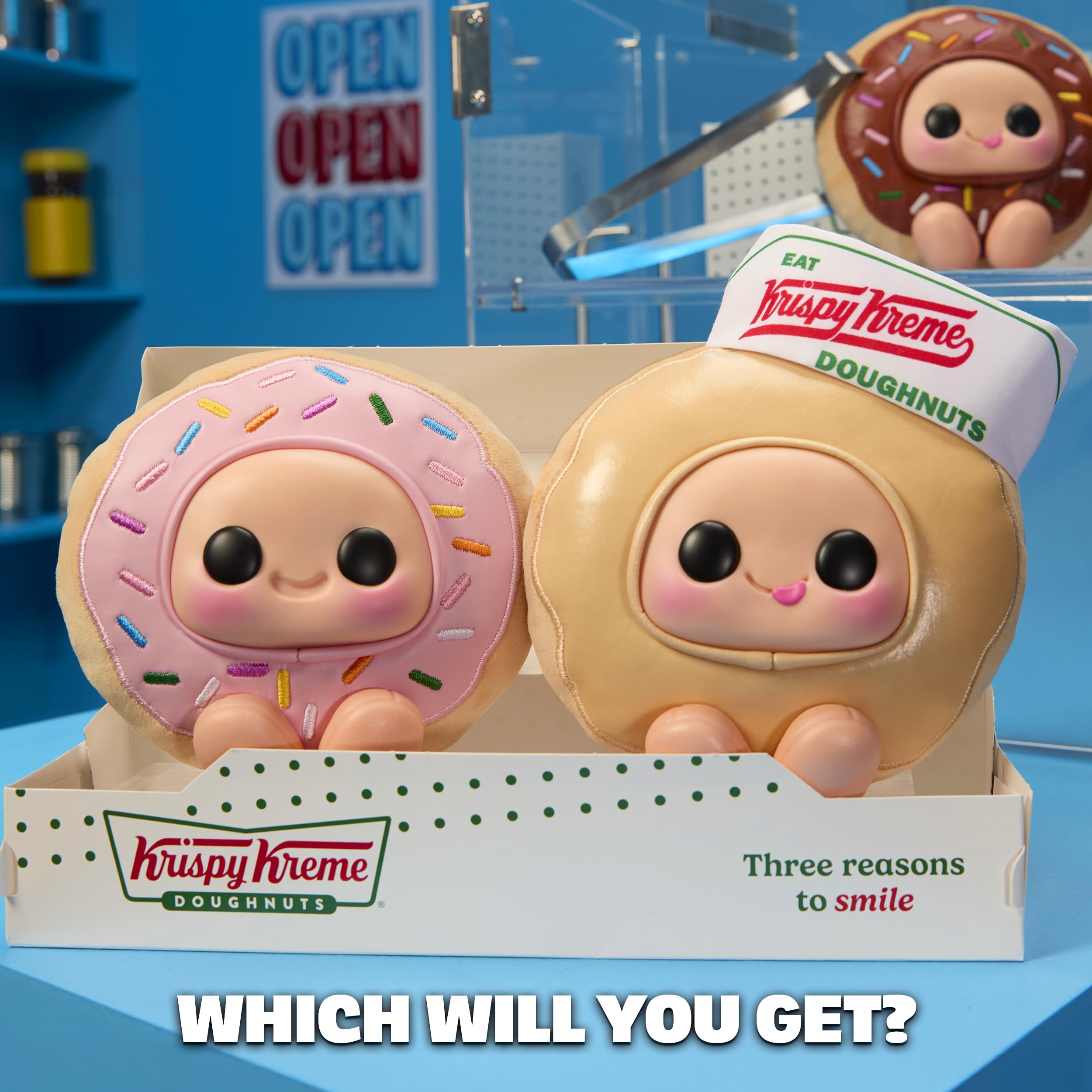 Hyojo Krispy Kreme Doughnuts Series, Blind Box Collectible Plush, Limited Edition Toy Gift for All Ages, 3 to Collect, Chocolate & Strawberry Iced, and Original Glazed with a Signature Hat - 3