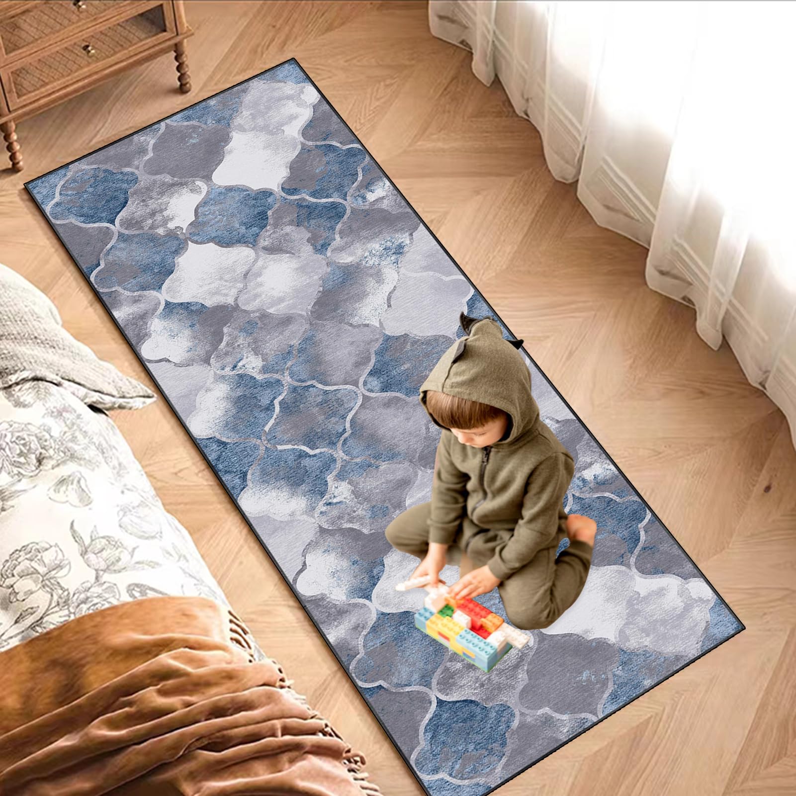 Tapis Couloir Long Antidérapant 40x60cm - Tapis Cuisine Lavable Moderne Pour Entrée Salon Chambre