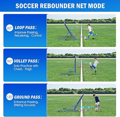 Miniatura 4 de Soccer Rebounder Net, Quick-Switch Angle Soccer Training for Control, Passing Practice, Easy Setup Soccer Goal Rebounder Gifts Aids & Equipment for