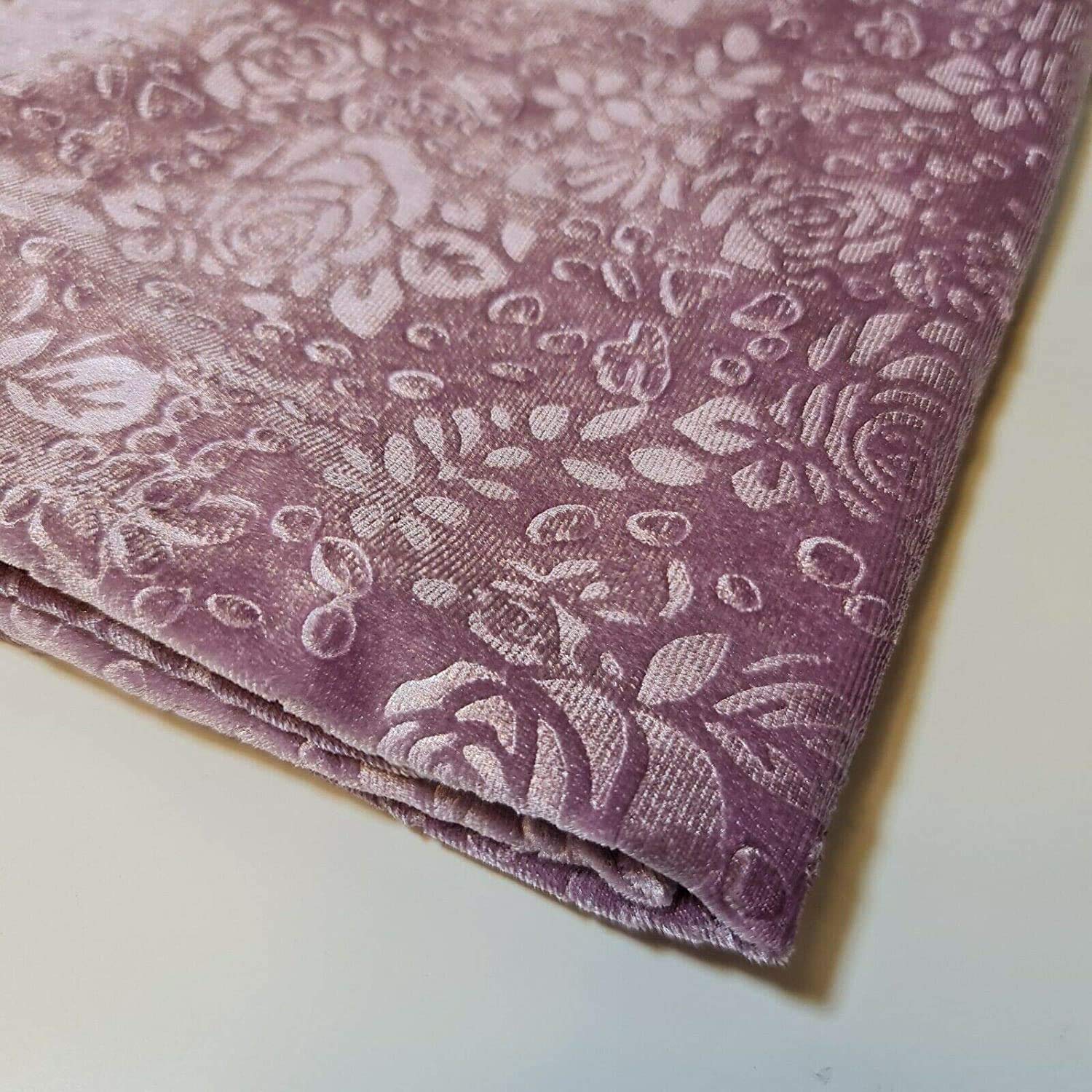 Tessile Stazione Rose Floreale Velluto Rilievo Velluto Abito Artigianale Cuscino Tessuto Al Metro 147,3 cm (5 Metro - Malva)
