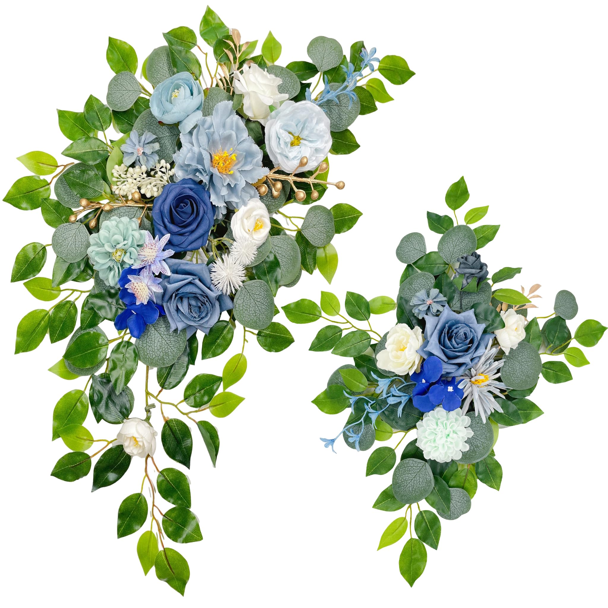 BMQDSM Wedding Welcome Signs Floral(Pack of 2)?Wedding Arch Flowers for Wedding Decorations and Reception Backdrop Decoration (Blue)