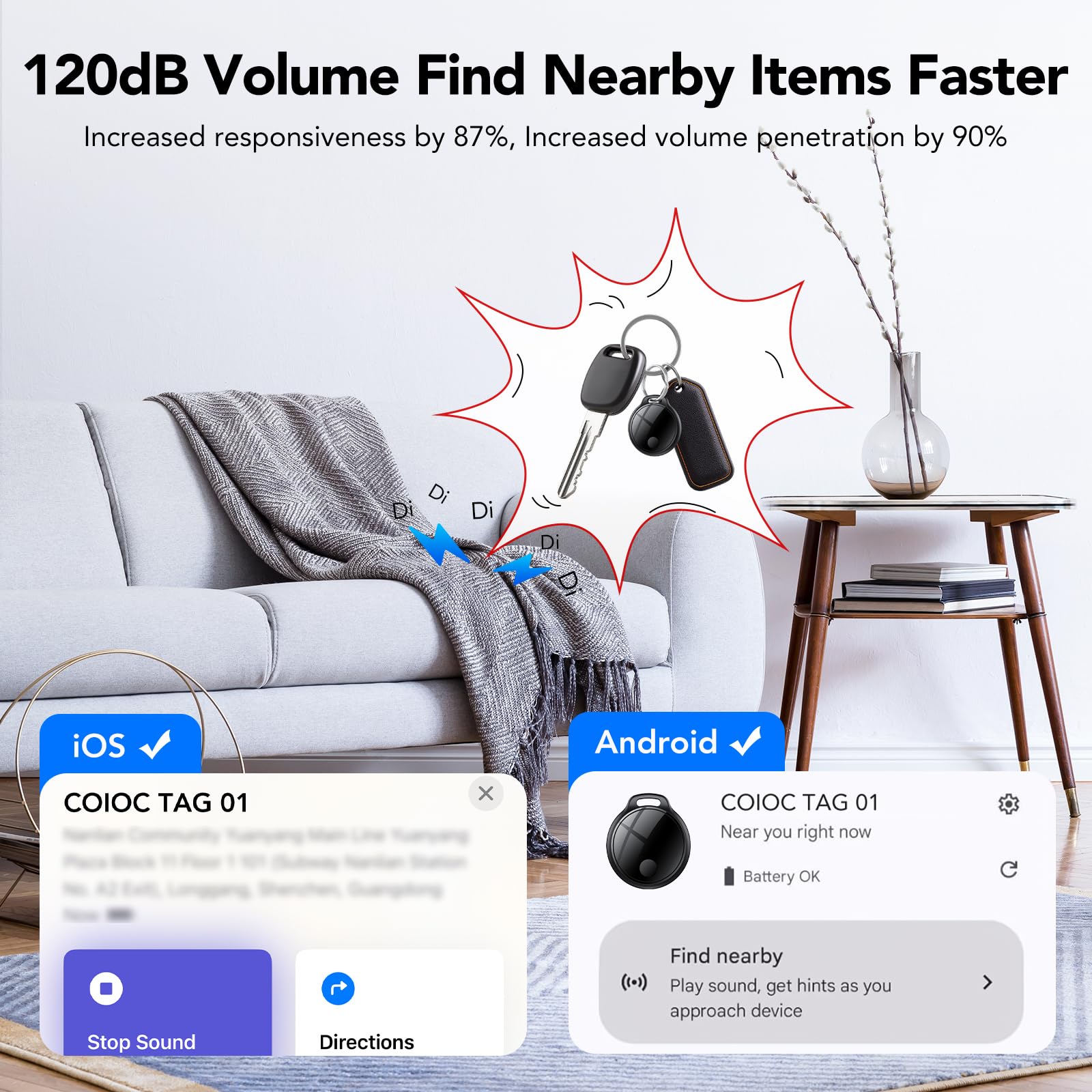 Air Tracker Tags – Lot de 1 : (iOS Uniquement) Application « Find My » (iOS) – Noir, Batterie remplaçable