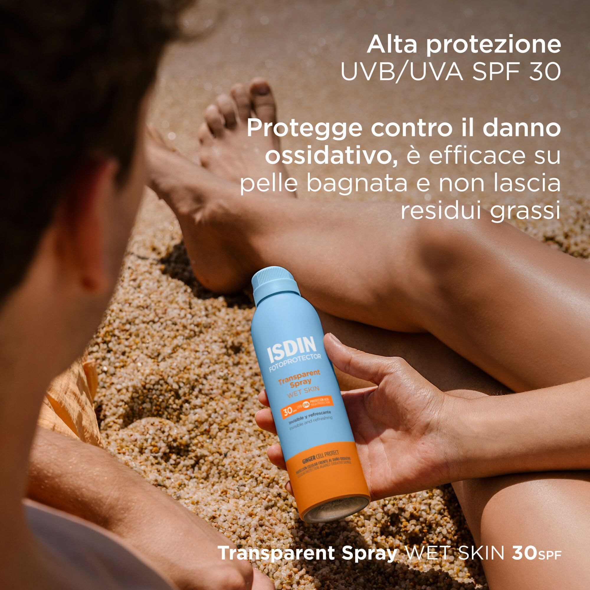 ISDIN Transparent Spray Wet Skin SPF 30 (250ml) | Protezione Solare Spray per il Corpo | Invisibile ed Efficace sulla Pelle Bagnata | Leggero e a Rapido Assorbimento