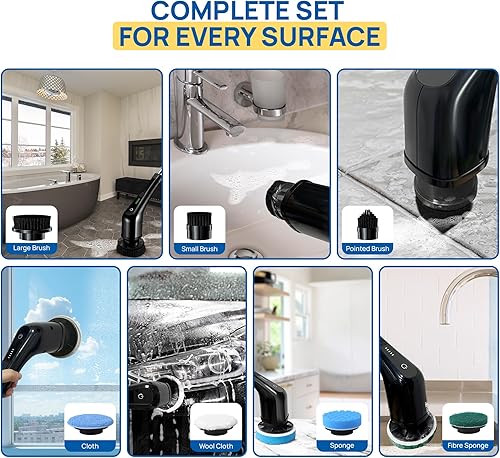 Miniatura 4 de Limpiador giratorio eléctrico mejorado 2025 cepillo de limpieza inalámbrico con doble velocidad de 400 RPM, IPX5 impermeable, tiempo de