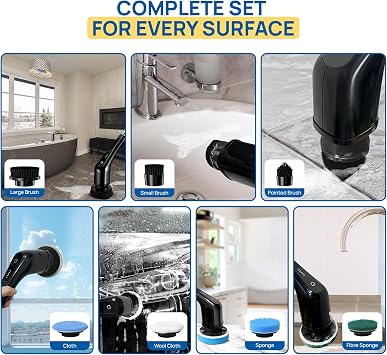 2025 Upgraded Electric Spin Scrubber Shower Scrubber with Long Handle, Cordless Electric Cleaning Brush, 400 RPM Dual-Speed, IPX5 Waterproof, 90-Min Runtime, 8 Brush Heads for Powerful Cleaning