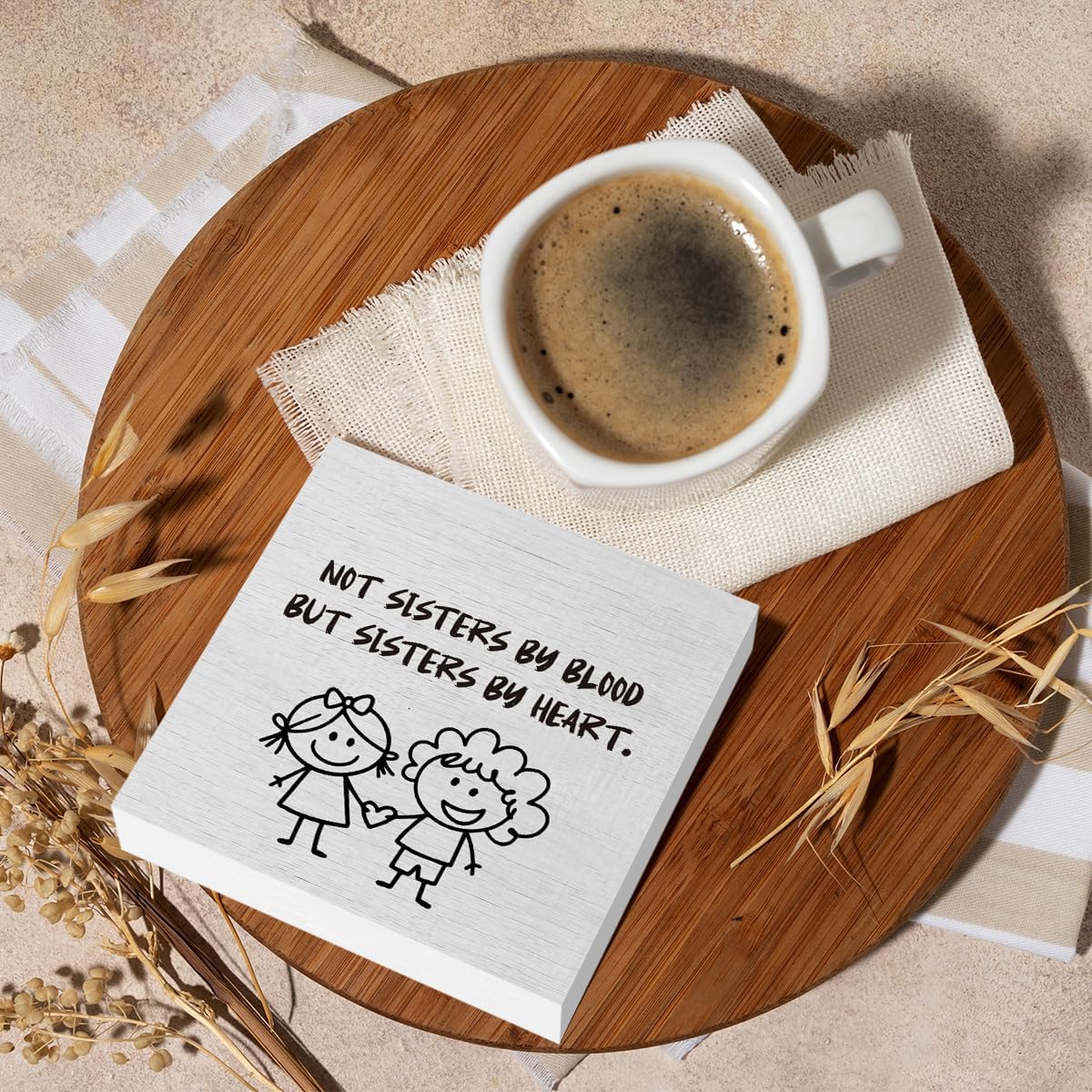 Best Friend Birthday Friendship Gifts for Women Best Friend Christmas Sister Gifts Rustic Wooden Box Sign, Desk Decor Office Desk Accessories for Table Shelf Home Farmhouse Cubicle Wood Block Plaque image 5