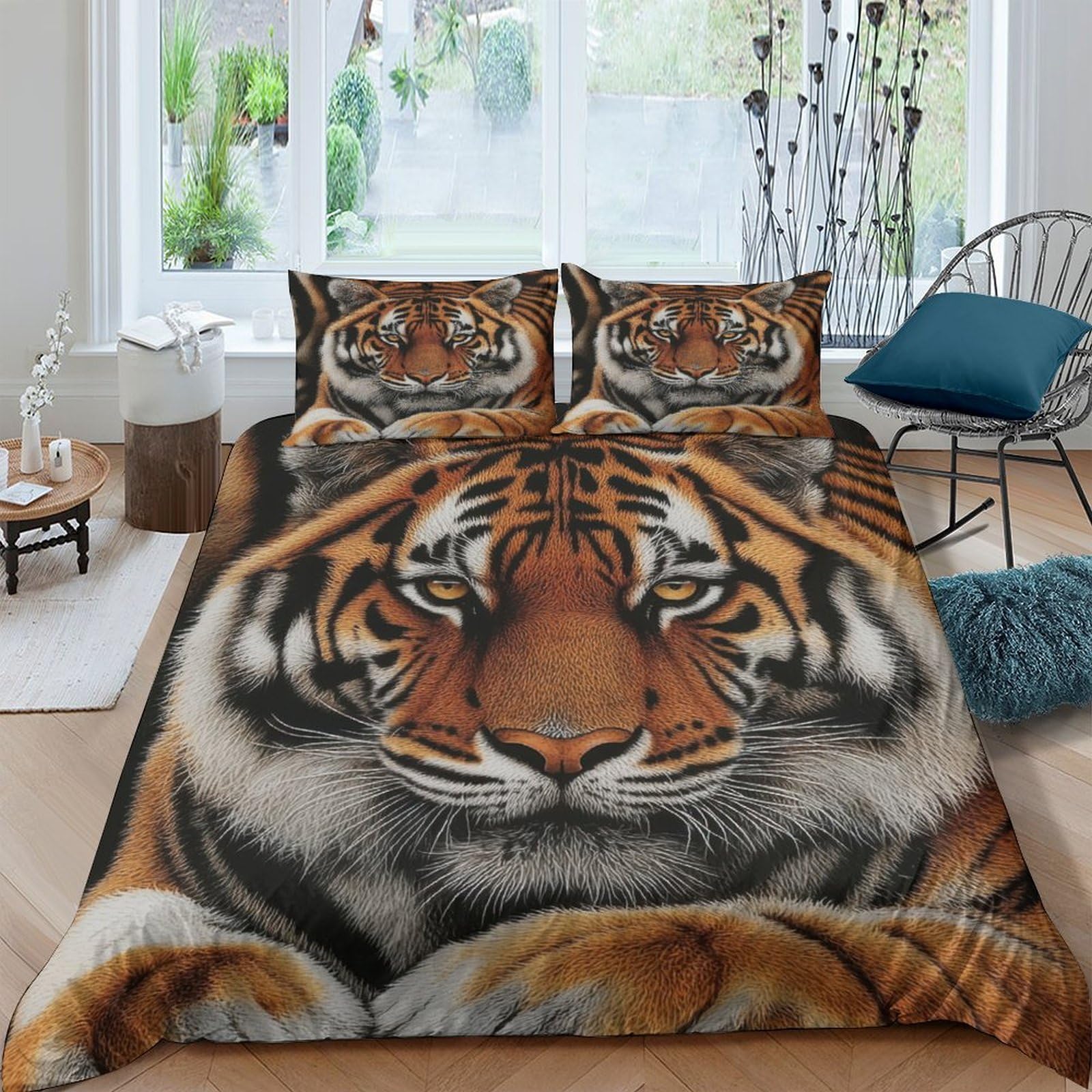 Ctjqhvkz Style-2 3D Printed Tiger Face Fitted Sheet Microfiber Soft Breathable Animal Pattern Mattress Cover For Bedroom Dorm Decor Single（135X200cm）