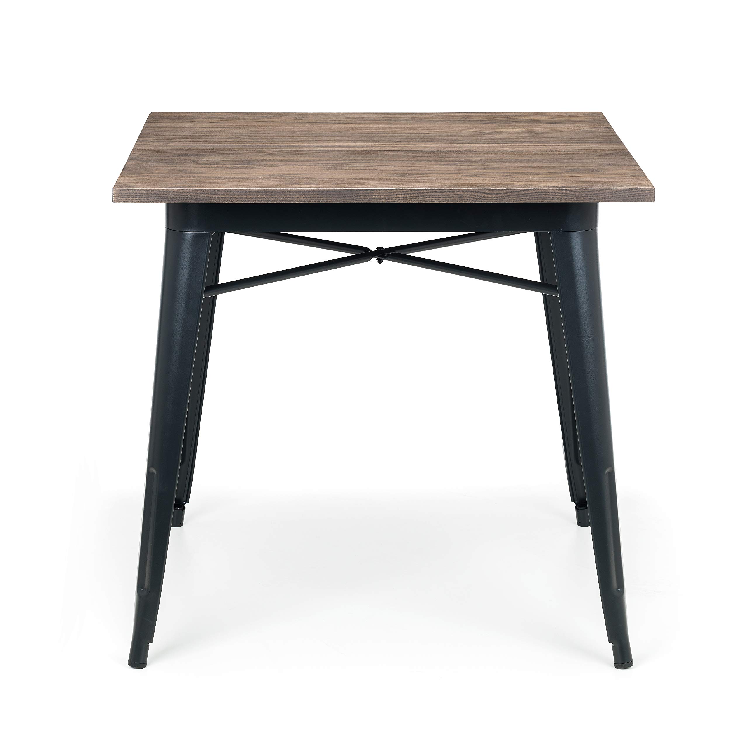 Julian Bowen Grafton - Square Dining Table - 4 Seater - Elm/Steel - Black