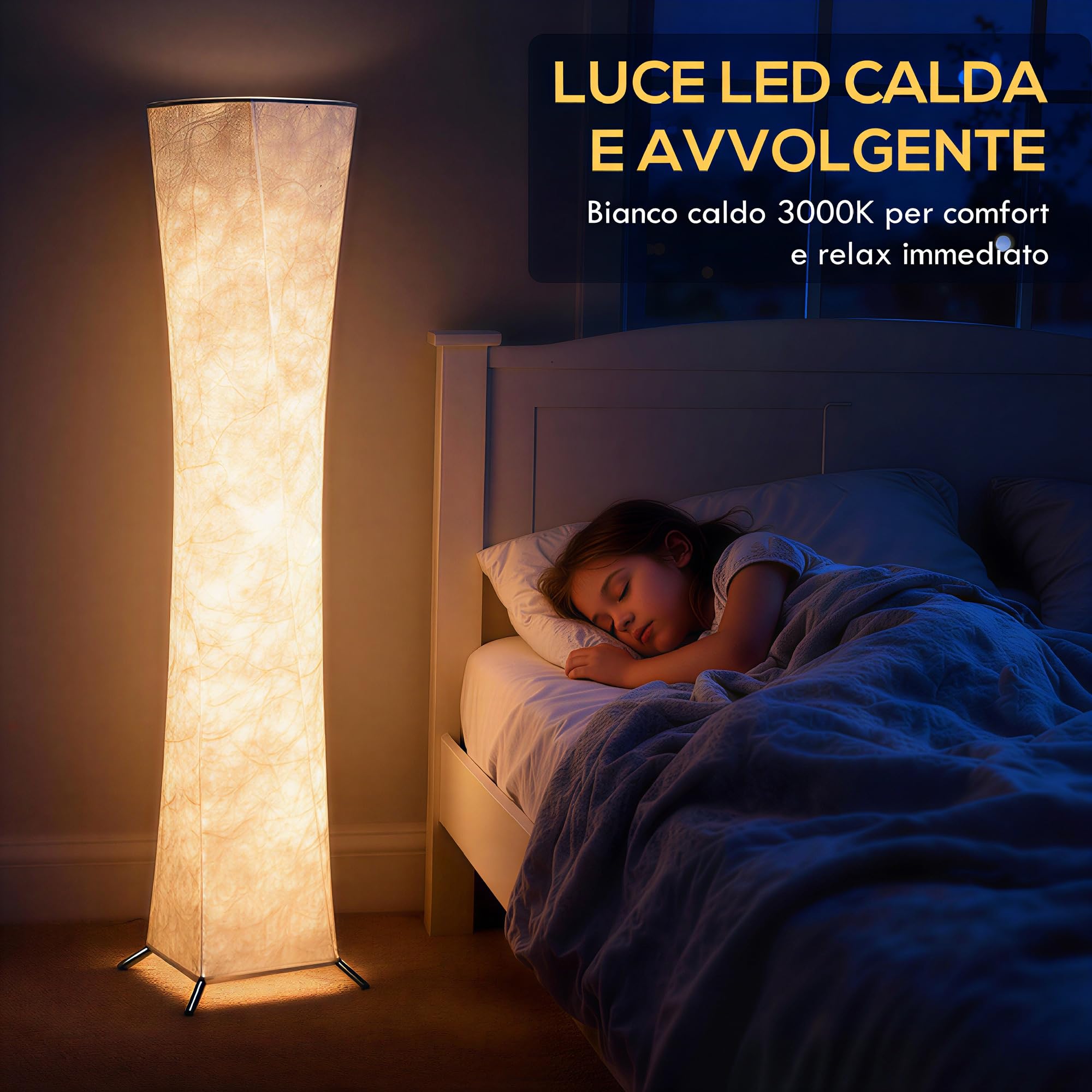 HOMCOM Lampada da Terra Moderna con Luce a 3 Livelli Regolabile e Interruttore a Pedale, Lampada da Pavimento in Acciaio e Tessuto di Carta Sintetica per Soggiorno e Salotto, 25x25x129 cm, Bianco